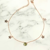 925 Ayar Gümüş Yuvarlak Peridot Taşlı Deniz Yıldızı Model Halhal thumbnail 2