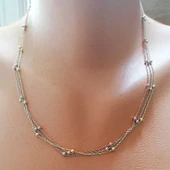 925 Ayar Gümüş 3 Renk Zincir & Toplu Kolye thumbnail 4