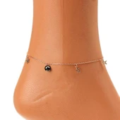 925 Ayar Gümüş Yuvarlak Siyah Oniks Taşlı Deniz Yıldızı Halhal thumbnail 3