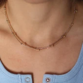 925 Ayar Gümüş 3 Renk Zincir & Toplu Kolye thumbnail 1