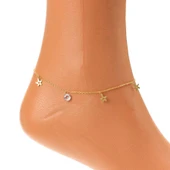 925 Ayar Gümüş Yuvarlak Zirkon Taşlı Deniz Yıldızı Halhal thumbnail 3