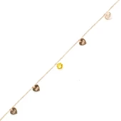 925 Ayar Gümüş Limon Kuvars Taşlı Kalp & Sonsuzluk Modeli Halhal thumbnail 1