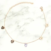 925 Ayar Gümüş Ametist Taşlı Kalp & Sonsuzluk Modeli Halhal thumbnail 3