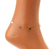 925 Ayar Gümüş Ametist Taşlı Kalp Modeli Halhal thumbnail 2