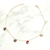 925 Ayar Gümüş Damla Yakut Taşlı Kalp & Sonsuzluk Modeli Halhal thumbnail 3