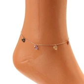 925 Ayar Gümüş Ametist Taşlı Kalp & Sonsuzluk Modeli Halhal thumbnail 2