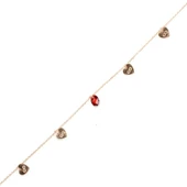 925 Ayar Gümüş Damla Yakut Taşlı Kalp & Sonsuzluk Modeli Halhal thumbnail 1