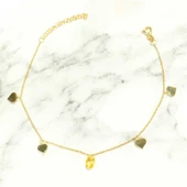 925 Ayar Gümüş Limon Kuvars Taşlı Kalp Modeli Halhal thumbnail 3