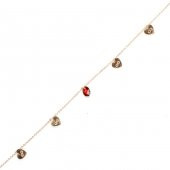 925 Ayar Gümüş Damla Yakut Taşlı Kalp & Sonsuzluk Modeli Halhal - 1