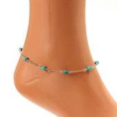 925 Ayar Gümüş 8 Adet Turkuaz Halhal thumbnail 6