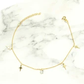 925 Ayar Gümüş Zirkon Taşlı Kuzey Yıldızı Modeli Halhal thumbnail 3