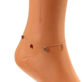 925 Ayar Gümüş Damla Yakut Taşlı Kalp & Sonsuzluk Modeli Halhal thumbnail 2