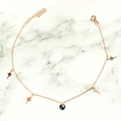 925 Ayar Gümüş Oniks Taşlı Kuzey Yıldızı Modeli Halhal thumbnail 3