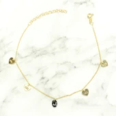 925 Ayar Gümüş Oniks Taşlı Kalp & Sonsuzluk Modeli Halhal thumbnail 4