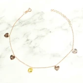 925 Ayar Gümüş Limon Kuvars Taşlı Kalp & Sonsuzluk Modeli Halhal thumbnail 3