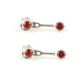 925 Ayar Gümüş Çift Taş Garnet  Taşlı Küpe thumbnail 2