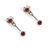 925 Ayar Gümüş Çift Taş Garnet  Taşlı Küpe thumbnail 1