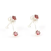 925 Ayar Gümüş Çift Taş Garnet  Taşlı Küpe thumbnail 4