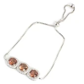 925 Ayar Gümüş Kare Taşlı Üçlü Küp Zincirli Asansör Bileklik thumbnail 3