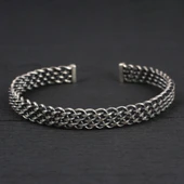 925 Ayar Gümüş Burgu Telli Unisex Bileklik thumbnail 2