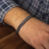 925 Ayar Gümüş Burgu Telli Unisex Bileklik thumbnail 1