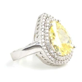 925 Ayar Gümüş Damla Sitrin Anturaj Taşlı Yüzük thumbnail 2