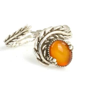 925 Ayar Gümüş Kapüşon Oval Akik Taşlı Sarmaşık Yüzük thumbnail 3