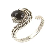 925 Ayar Gümüş Kapüşon Oval Onix Taşlı Sarmaşık Yüzük thumbnail 5