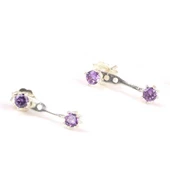 925 Ayar Gümüş Ametist Taşlı Çift Taşlı Küpe thumbnail 2