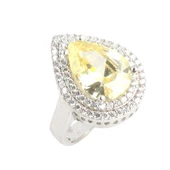 925 Ayar Gümüş Damla Sitrin Anturaj Taşlı Yüzük thumbnail 1