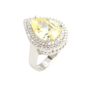 925 Ayar Gümüş Damla Sitrin Anturaj Taşlı Yüzük thumbnail 5