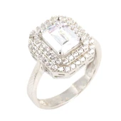 925 Ayar Gümüş Zirkon Baget Taşlı Yüzük thumbnail 2