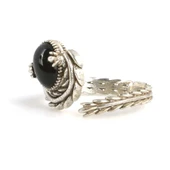 925 Ayar Gümüş Kapüşon Oval Onix Taşlı Sarmaşık Yüzük thumbnail 4