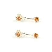 925 Ayar Gümüş Sitrin Taşlı Çift Taşlı Küpe thumbnail 2