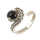 925 Ayar Gümüş Kapüşon Oval Onix Taşlı Sarmaşık Yüzük thumbnail 1