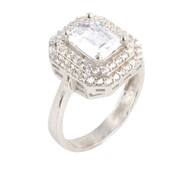 925 Ayar Gümüş Zirkon Baget Taşlı Yüzük thumbnail 1