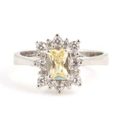 925 Ayar Gümüş Sitrin ve Zirkon Taşlı Yüzük thumbnail 4