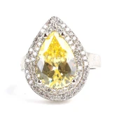 925 Ayar Gümüş Damla Sitrin Anturaj Taşlı Yüzük thumbnail 4