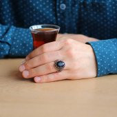 Siyah Zirkon Taşlı İşlemeli 925 Ayar Gümüş Yüzük thumbnail 5