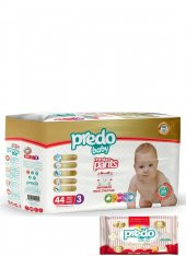 PREDO Premium Pants Külot Bezi 3 Numara 44 Adet + Islak Mendil 40lı - 1