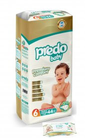 PREDO Premium Comfort Bebek Bezi 6 Numara 44 Adet + Islak Mendil 72 Adet - 1