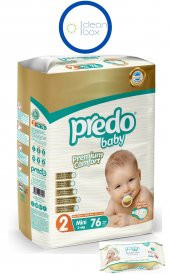 PREDO Premium Comfort Bebek Bezi 2 Numara + Islak Mendil 72 Adet - 1