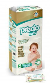 PREDO Premium Comfort Bebek Bezi 5 Numara 52 Adet + Islak Mendil 72 Adet - 1