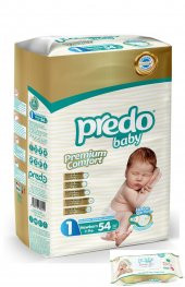 PREDO Premium Comfort Bebek Bezi 1 Numara 54 Adet + Islak Mendil 72 Adet - 1