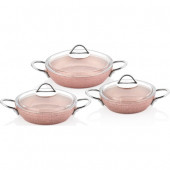 Özkent K-528 Çelik Kulp Granit Sahan Set Rose - 1