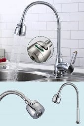 Yayke 1.Sınıf  2 Fonksiyonlu Oynar Başlıklı Spiralli Mutfak Lavabo Musluk Çeşme Başlığı Kaliteli - 3