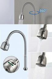 Yayke 1.Sınıf  2 Fonksiyonlu Oynar Başlıklı Spiralli Mutfak Lavabo Musluk Çeşme Başlığı Kaliteli - 4