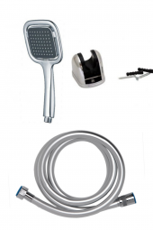 Yayke Kardelen Mafsallı Duş Başlığı+Silikon 1.Sınıf Kaliteli PVC Kaplama Duş Hortumu (Gri Duş Seti) - 1