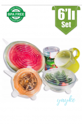 Yayke 6lı Silikon Streç Kapak, Silikon Bone, Hava Geçirmez Koruma Kapakları - 1