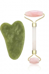 Pembe Kuvars Taşı Masaj Aleti -Yeşim Gua Sha Yüz Bakımı 1.kalite Doğal Taş - 2